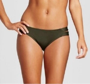 NEW Mossimo Target Swimwear Olive Green Double Tab Hipster Bikini Bottom Large L - Picture 1 of 8