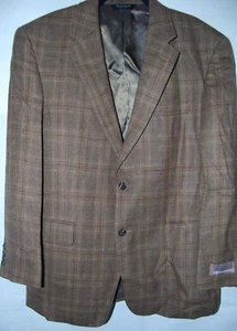 Abrigo blazer rico en lana Jos A Bank dos bolsillos a cuadros marrón talla 42 - Imagen 1 de 6