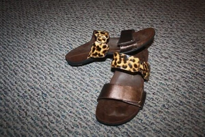 Vionic Orthaheel Camila Bronze Animal Print Adjustable Slide Sandal Size 9 - Picture 1 of 3