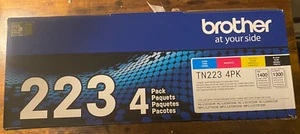 *NOWY TONER* *Uszkodzone pudełko* Brother TN223 4PK Czarny/Cyjan/Purpurpurowy/Żółty Wkłady - Zdjęcie 1 z 6