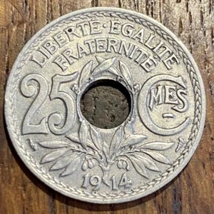 TRÈS BELLE PIECE DE 25 CENTIMES 1914 CENTIMES SOULIGNÉS (1018) - Imagen 1 de 2