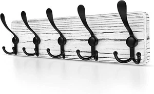 20 Pack White Wood Coat Rack Wall Mount 5 Tri Hook for Hanging Rustic Hat Hanger - Picture 1 of 7