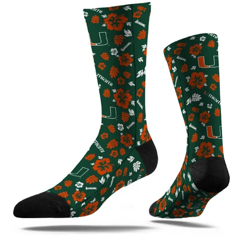 Men's Strideline Miami Hurricanes Tropical Crew Socks Cover