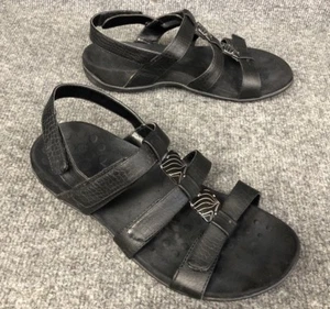 VIONIC 44 Amber Black Crocodile Adjustable Slingback Sandal Womens Sz 8 In EUC - Picture 1 of 7