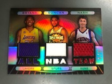 Kobe Bryant/Tim Duncan/Steve Nash 2007/08 Topps Triple Threads Jersey Relic #6/9