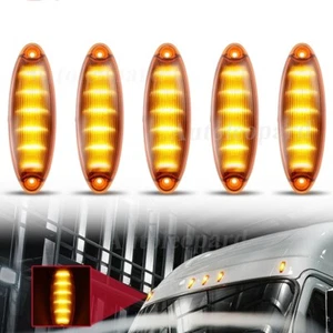 5pcs Amber LED Raised Roof Clearance Marker Lights Fit For Freightliner Cascadia - Picture 1 of 12