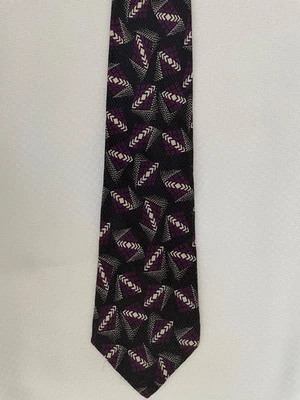 Corbata de seda a rayas John Ashford blanca carbón púrpura Foto 1 de 3