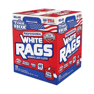 Toolbox Brand Professional White Rags A Box of Cleaning White Rags 200 Count NEW - Picture 1 of 4