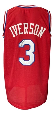 Allen Iverson Signed Custom Red Pro-Style Basketball Jersey JSA ITP - Image 1 of 4