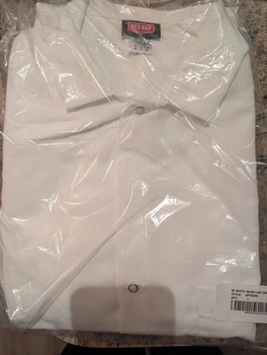Red Kap Mens Button Front Lab Coat White Large 4 Button Long Sleeve Pockets - Image 1 of 2