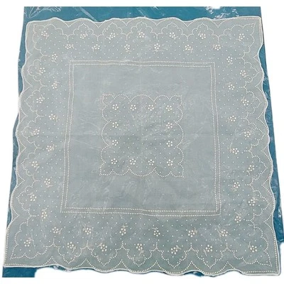 Sheer Flocked Nylon Handkerchief Pastel Green Square Vintage 14" - Image 1 of 4