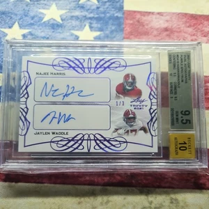 2021 Leaf Trinity Najee Harris Jaylen Waddle Purple Spectrum Dual Auto 1/3  - Picture 1 of 3