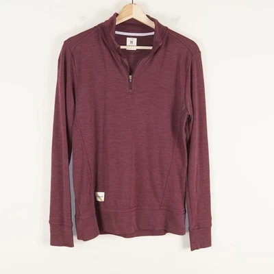 Tracksmith Downeaster Wine Red Half Zip Pullover Long Sleeve Wool Top Womens M - Image 1 of 4
