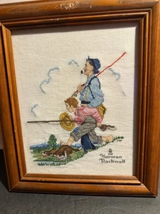 Completed & Framed Cross Stitch Norman Rockwell Childhood Memories - Picture 1 of 8