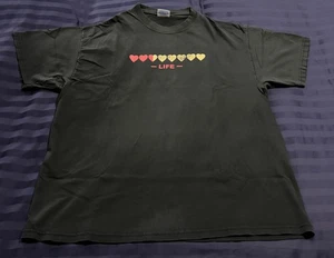 Camiseta De Colección Años 90 Y2K "Life Hearts" Zelda Gaming Health Negra talla XL Nintendo - Imagen 1 de 15