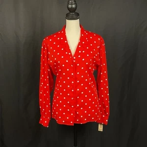 Nueva Blusa Camisa Vintage Levi Strauss & Co Rojo Transparente Lunares Abotonada Talla 14 - Imagen 1 de 9