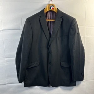 Men Pinstripe Suit 2 Piece Ben Sherman Black Jacket 48 R Trouser W42 L31.5 - Picture 1 of 20
