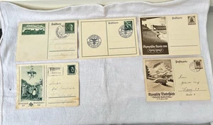 5 alte Postkarte 2 Olympische Winterspiele 1936 Gelaufen mit Briefmarke - Bild 1 von 7