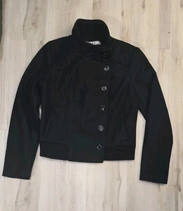 Bomberjacke Damen Kenneth Cole Trichterkragen Crop Wolle schwarz Größe M   - Bild 1 von 6