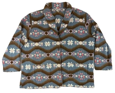 Chaqueta Alfred Dunner para mujer 3X multicolor polar abotonada suroeste azteca Foto 1 de 4