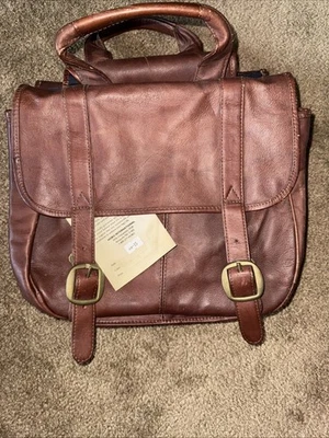 Hobo International Vtg Brown Leather Saddle Bag/2 Handle Satchel New See Pics - Image 1 of 4