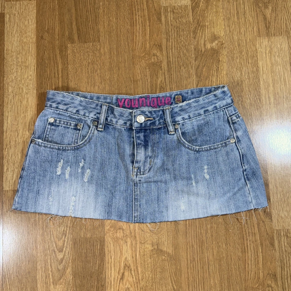 Falda Micro Mini Denim Años 90 2000 Para Mujer Talla 9 Y2k Younique Paris Hilton Foto 1 de 4