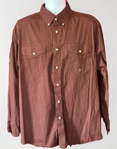 Roper Men's Shirt Sz Large Rust Orange & Purple Geometric Pattern Western Cowboy - Picture 1 of 6