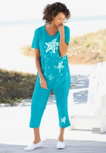 NEW Woman's 2 Piece Capri Pant Set - 2X Plus Size - Picture 1 of 1