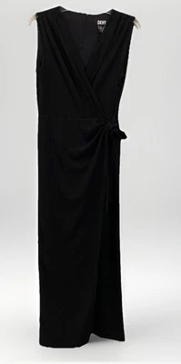 DKNY Faux Wrap Black Back Zip All In One Sleeveless Jumpsuit Womens Size 6 NWT - Image 1 of 4