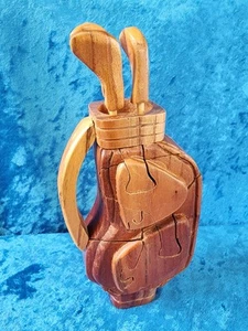 3D Wood Golf Bag/Clubs Puzzle Brain Teaser Desk Decor Dad See Pics/Read - Picture 1 of 11