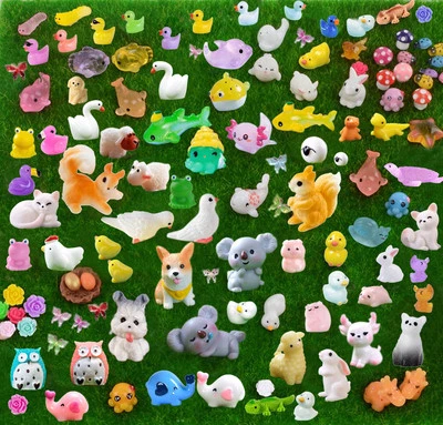 U-ZIMIKEE 150 Pcs Mini Resin Animals Miniature Animals Figurines Tiny Resin Animals Sma...
