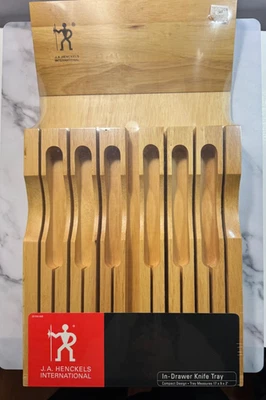 HENCKELS 13-Slot In-Drawer Knife Storage Tray Beechwood ~New Sealed~ 17x9x2 - Image 1 of 4