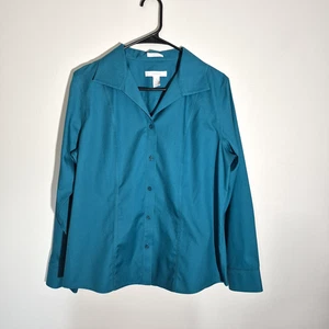 Chicos Shirt Größe 1 Damen Medium 8-10 türkisblau bügelfrei Knopfleiste Langarm - Bild 1 von 9