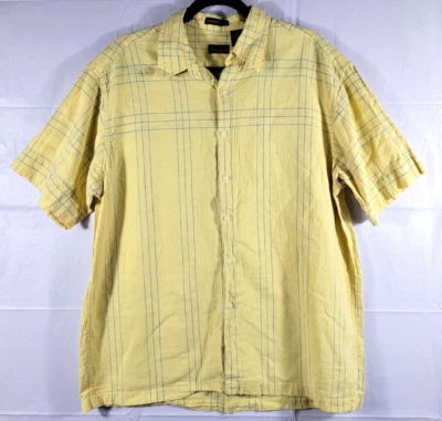 Van Heusen Yellow Washable Linen Short Sleeve Button Down Mens Large (16-16.5) - Image 1 of 4