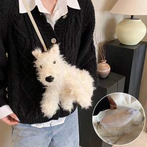1 pz borsa a tracolla borsa a tracolla singola regalo cane peluche borsa bambola cartone animato carina - Foto 1 di 19