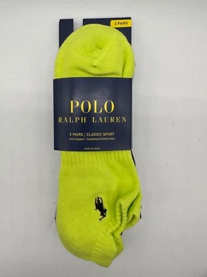NUEVO PAQUETE DE 3 PARES DE CALCETINES DE ALGODÓN POLO RALPH LAUREN PARA HOMBRE CLÁSICO DEPORTIVO SIN SHOW TAB Foto 1 de 4