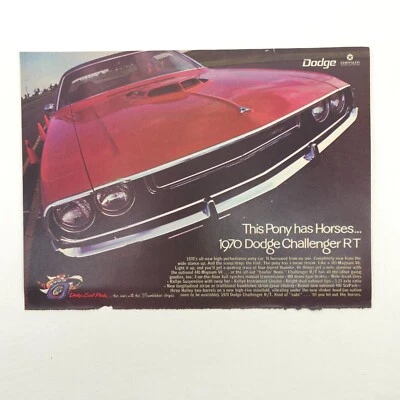 VTG Dodge Challenger R/T Advertising Print Ad Promo Art Muscle Car Garage Decor - Image 1 of 4
