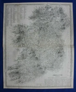 IRELAND, large original antique map, SDUK, published in 1844 - Picture 1 of 8