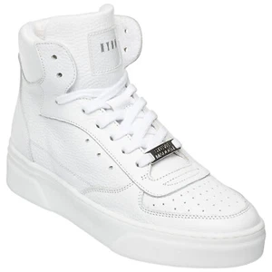 Steve Madden Zapatillas Mujer High Top Blanco Danoi Cuero Zapatillas Cordones - Imagen 1 de 5