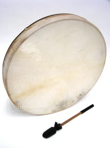18" GROSSE SCHAMANENTROMMEL MASSIVER SHEESHAMRAHMEN mit NATÜRLICHEM ZIEGENLEDERKOPF - Bild 1 von 4