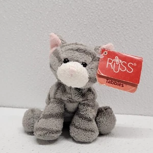 Russ Luv Pets Tabbies Gray Striped Kitty Cat Chamois Mini Beanbag Plush 5" - Picture 1 of 17