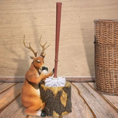 Rustic Deer Toilet Brush Holder – Funny Lodge & Cabin Bathroom Accessory - Image 1 of 4