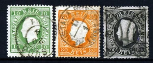 PORTUGAL 1870-84 King Luis Etiqueta Recta Group Perf. 131⁄2 SG 106, 120 y 128 VFU - Imagen 1 de 2