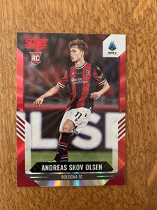 Andreas Skov Olsen No. 169 Bologna Score Series A 2021-22 Red Lasers Rookie Card