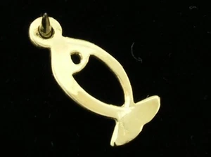 s C068 Genuine 9K Solid Yellow Gold adorable Fish outline Charm +split jumpring - Picture 1 of 1