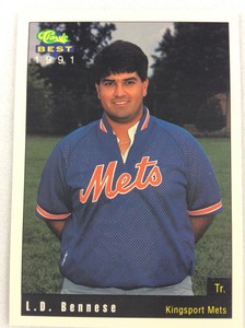 1991 Kingsport Mets-Classic BEST Minor League Baseball Card-L.D. Bennese