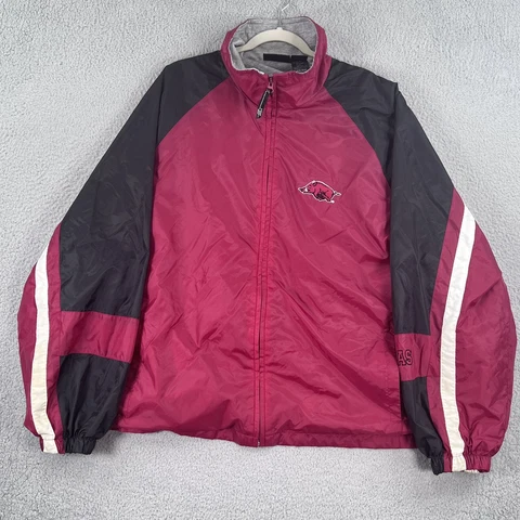 Arkansas Razorbacks Jacket Mens XL Starter Red Full Zip Windbreaker NCAA *READ Cover