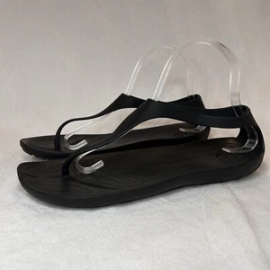 CROCS Sexi sandali infradito donna taglia 9 cinturino a T nero perizoma Serena - Foto 1 di 15
