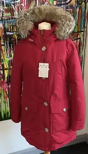 Woolrich Jacket Arctic Parker Detachable Fur Anorak Crimson Red Size LARGE - Picture 1 of 5