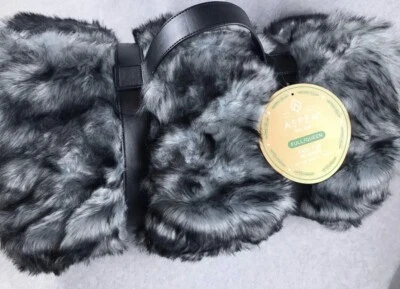 Aspen Oversized Plush Faux Fur Throw Blanket, 90x90, Charcoal/Black, Full/Queen - Image 1 of 4